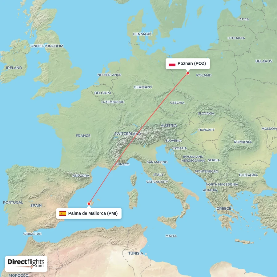 POZ - PMI route map