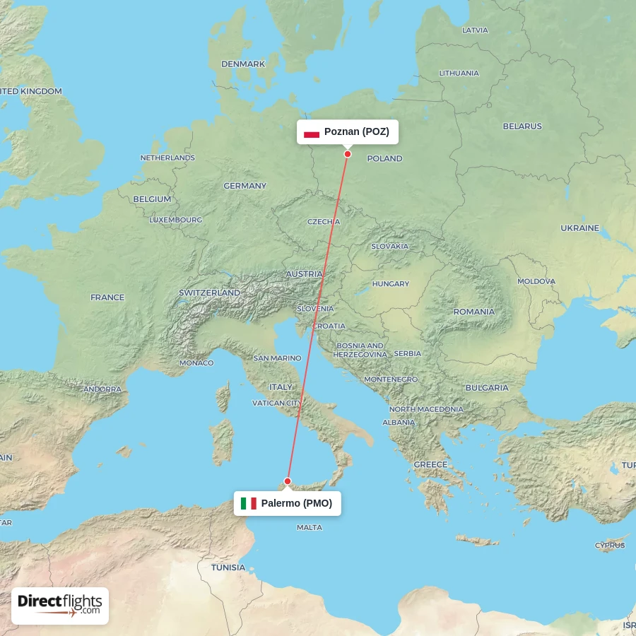 POZ - PMO route map