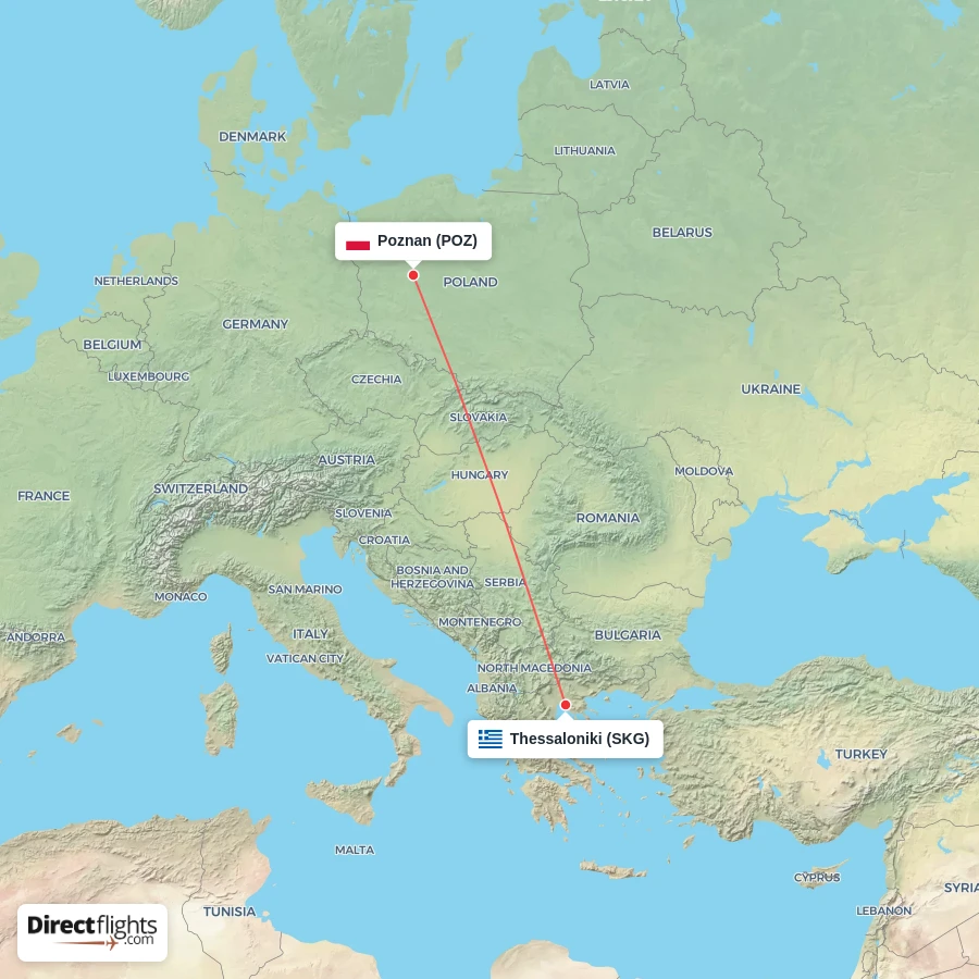 POZ - SKG route map