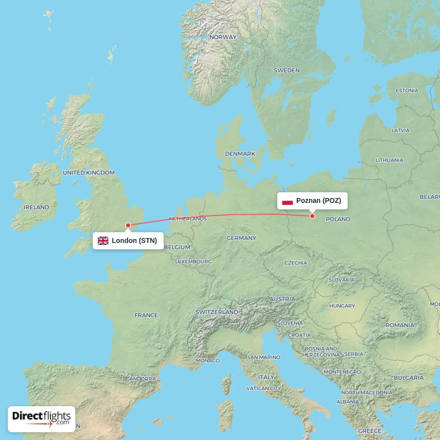 POZ - STN route map