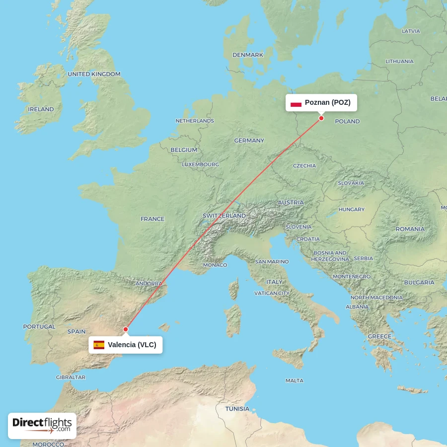 POZ - VLC route map