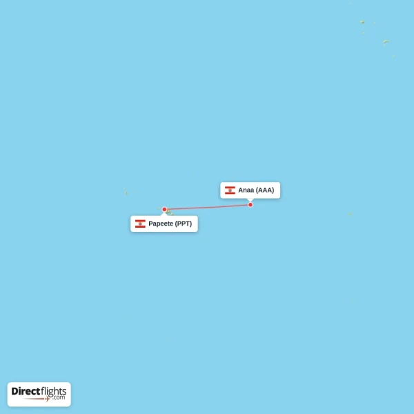 Papeete - Anaa direct flight map