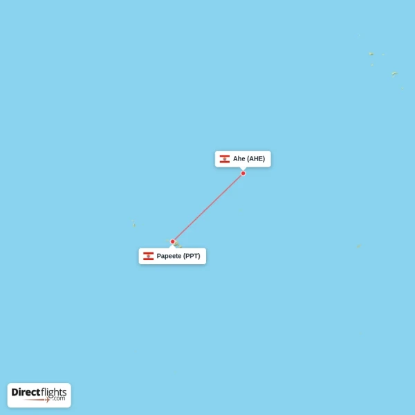 Papeete - Ahe direct flight map