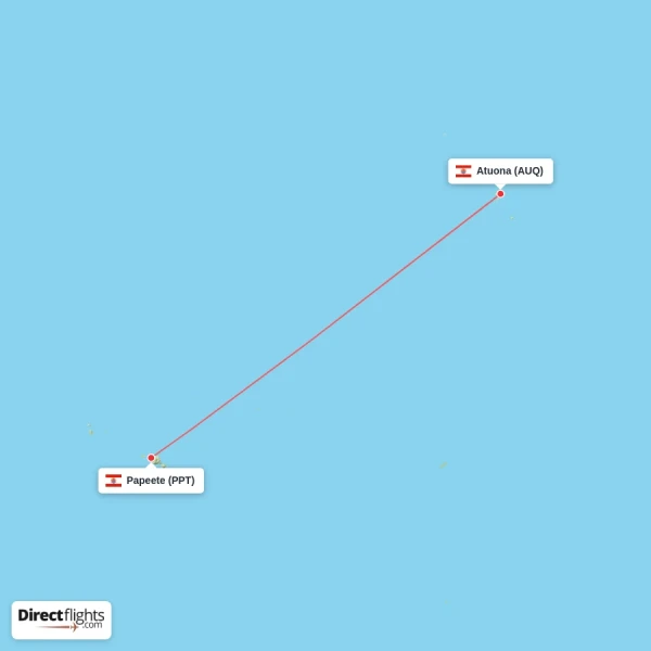 Papeete - Atuona direct flight map