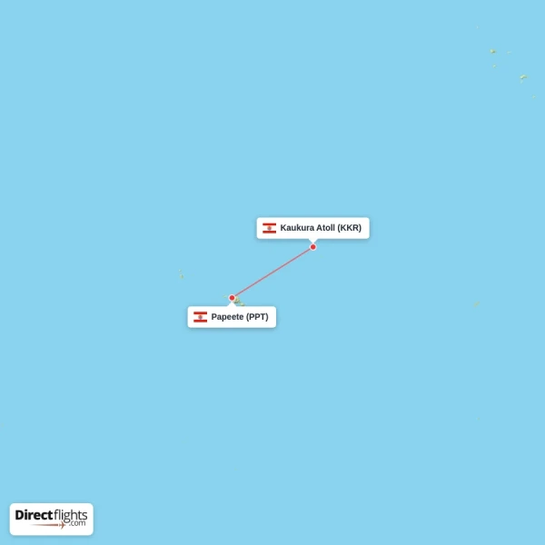 Papeete - Kaukura Atoll direct flight map