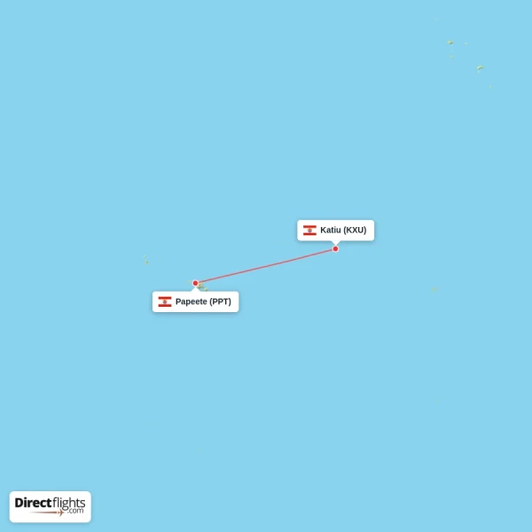 Papeete - Katiu direct flight map