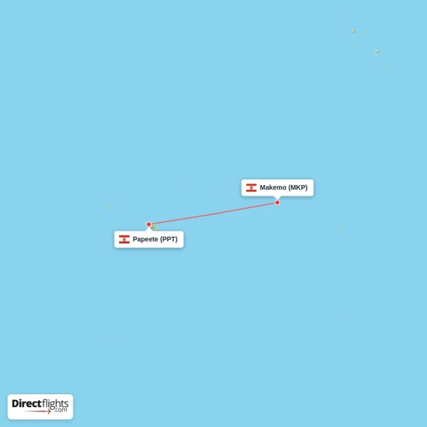 Papeete - Makemo direct flight map