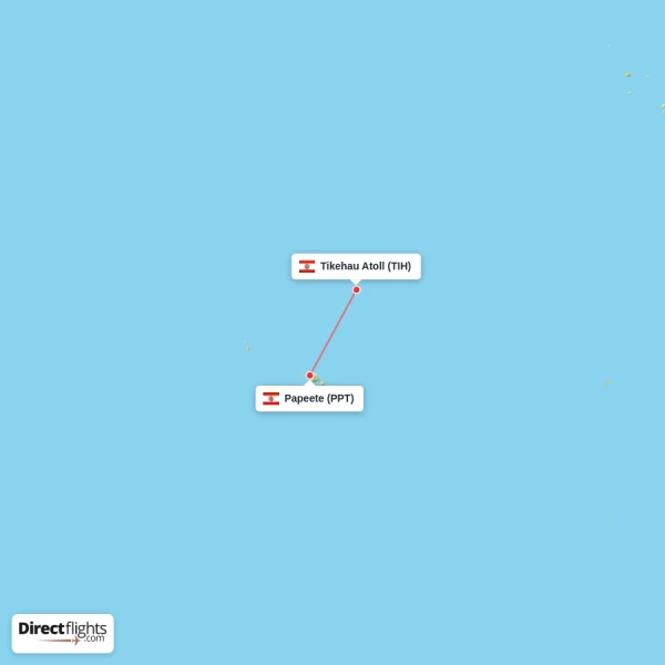 Papeete - Tikehau Atoll direct flight map