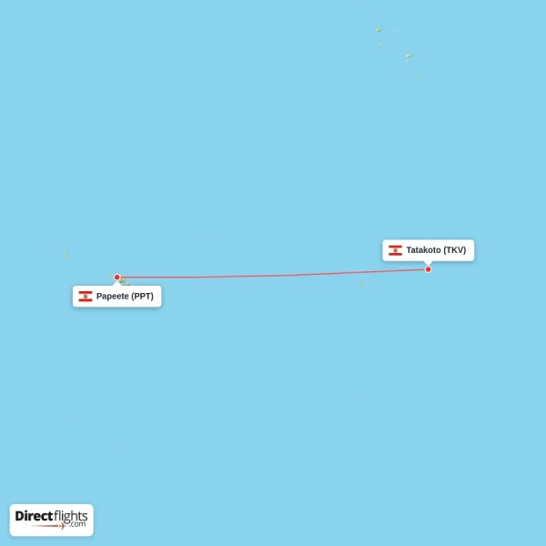 Papeete - Tatakoto direct flight map