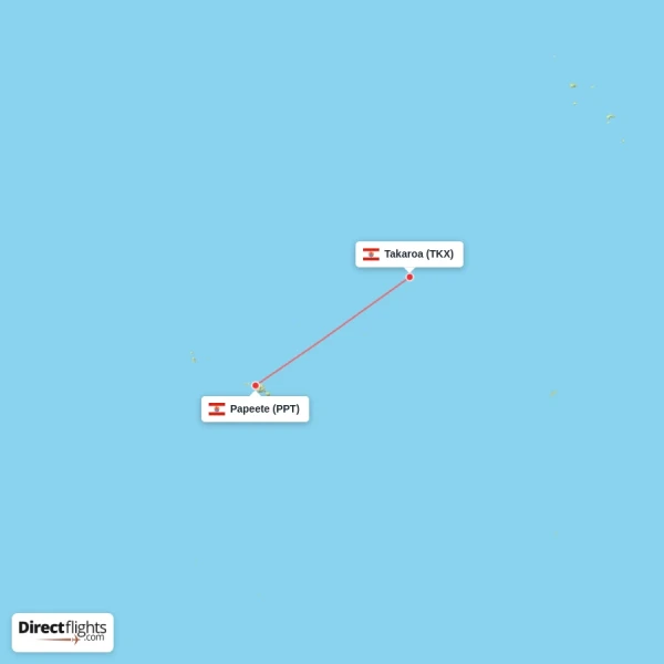 Papeete - Takaroa direct flight map
