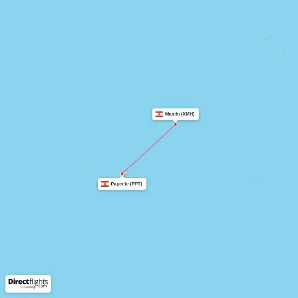 Papeete - Manihi direct flight map