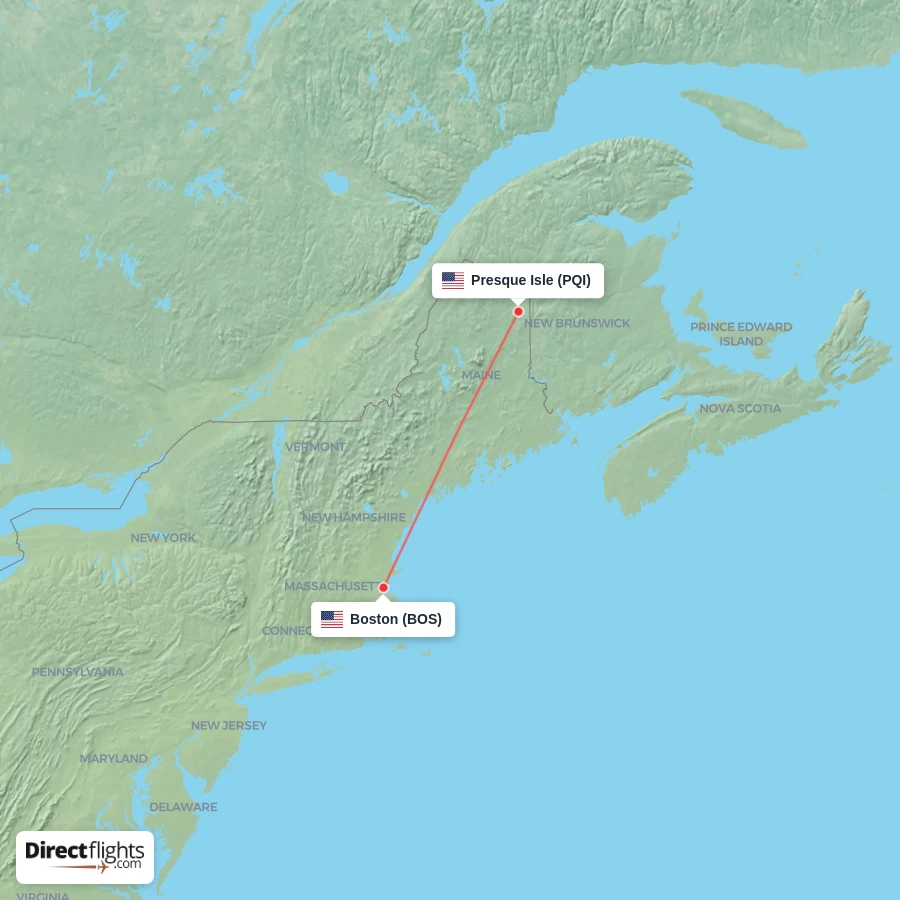 PQI - BOS route map