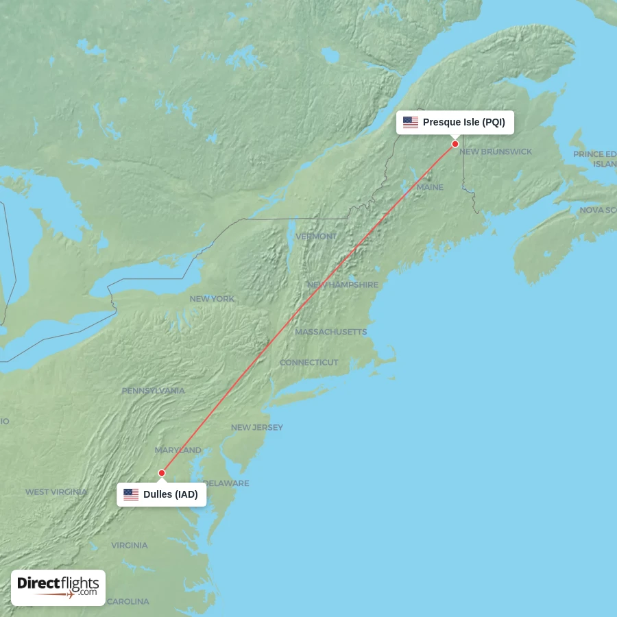 PQI - IAD route map