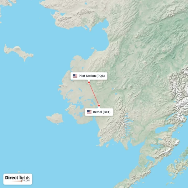 Pilot Station - Bethel direct flight map