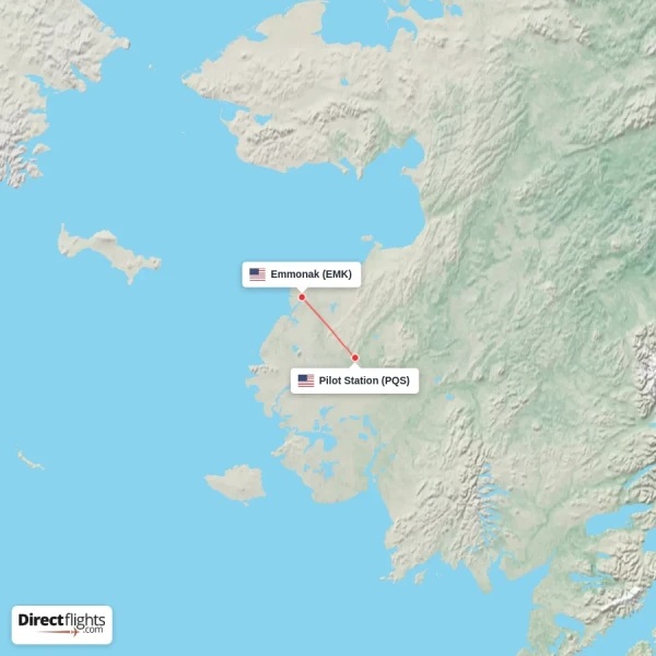 Pilot Station - Emmonak direct flight map