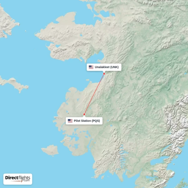 Pilot Station - Unalakleet direct flight map
