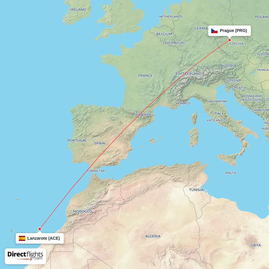 PRG - ACE route map