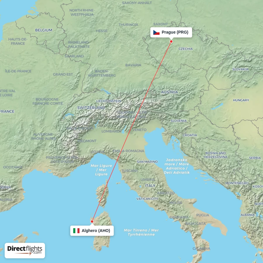 PRG - AHO route map