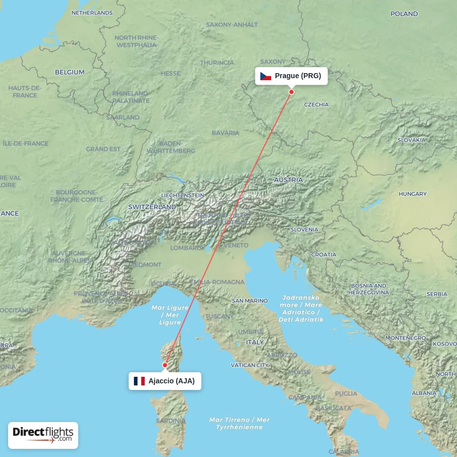 PRG - AJA route map
