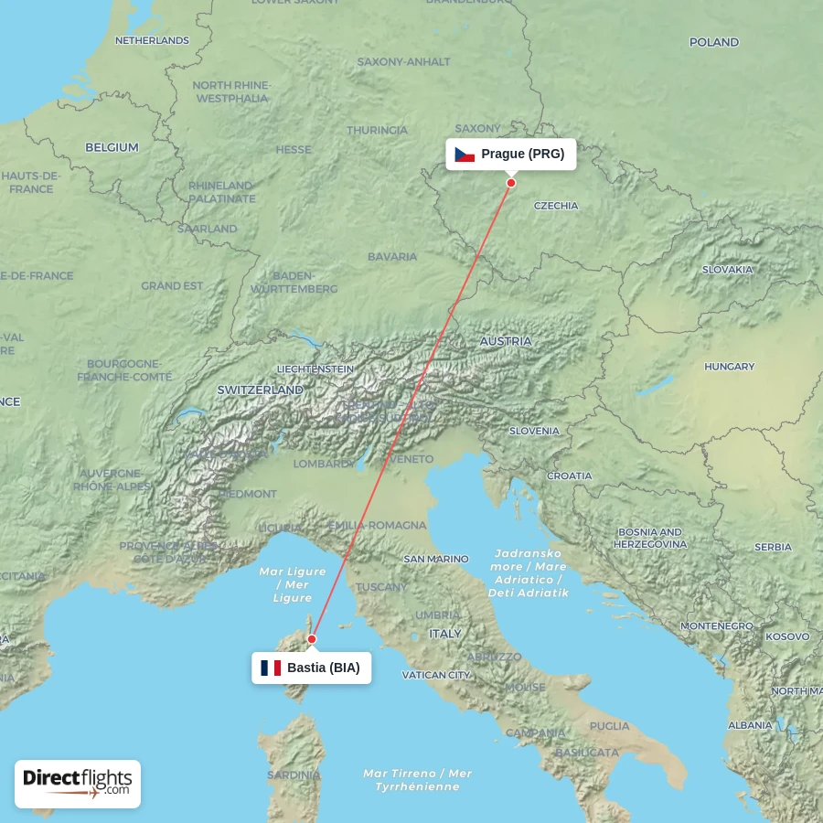 PRG - BIA route map