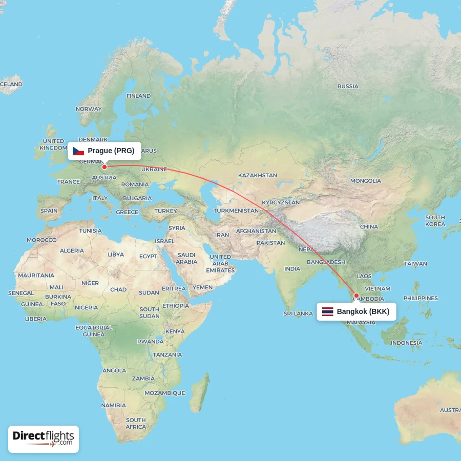 PRG - BKK route map