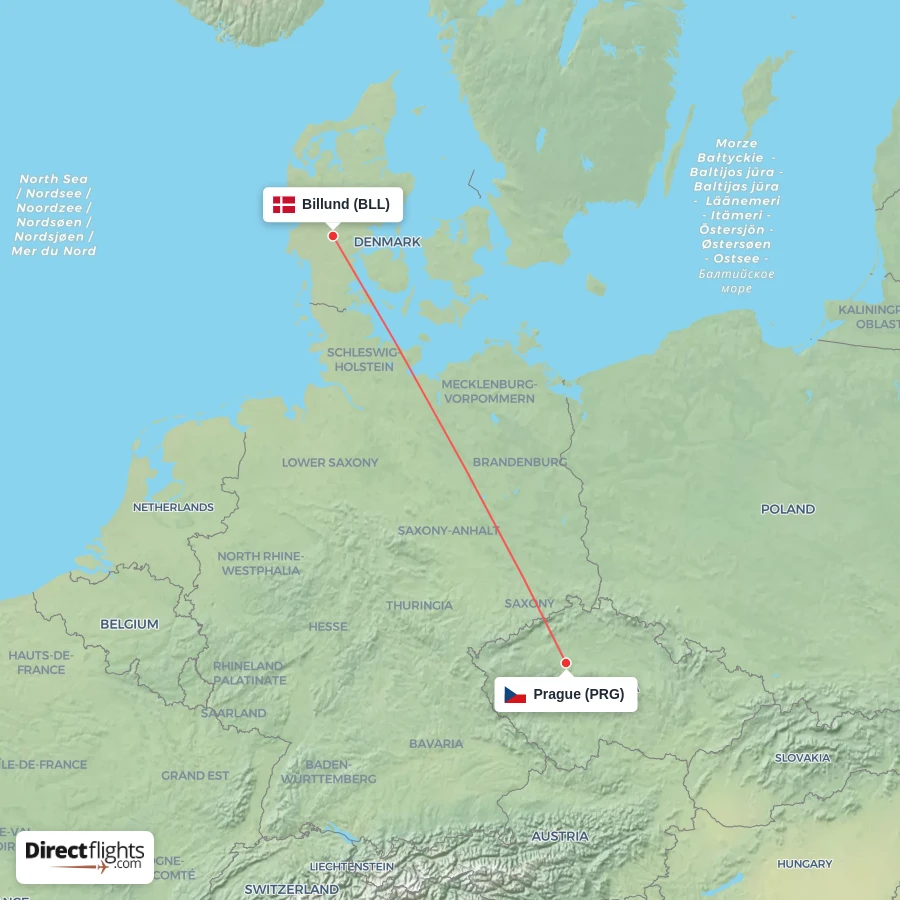 PRG - BLL route map