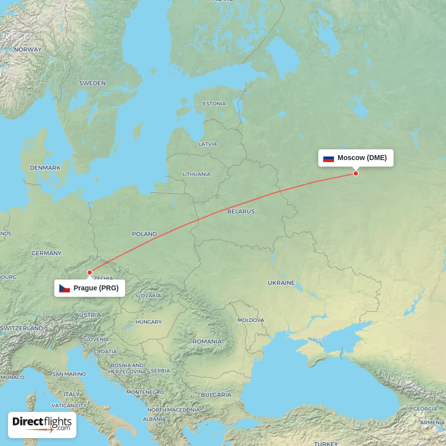 PRG - DME route map