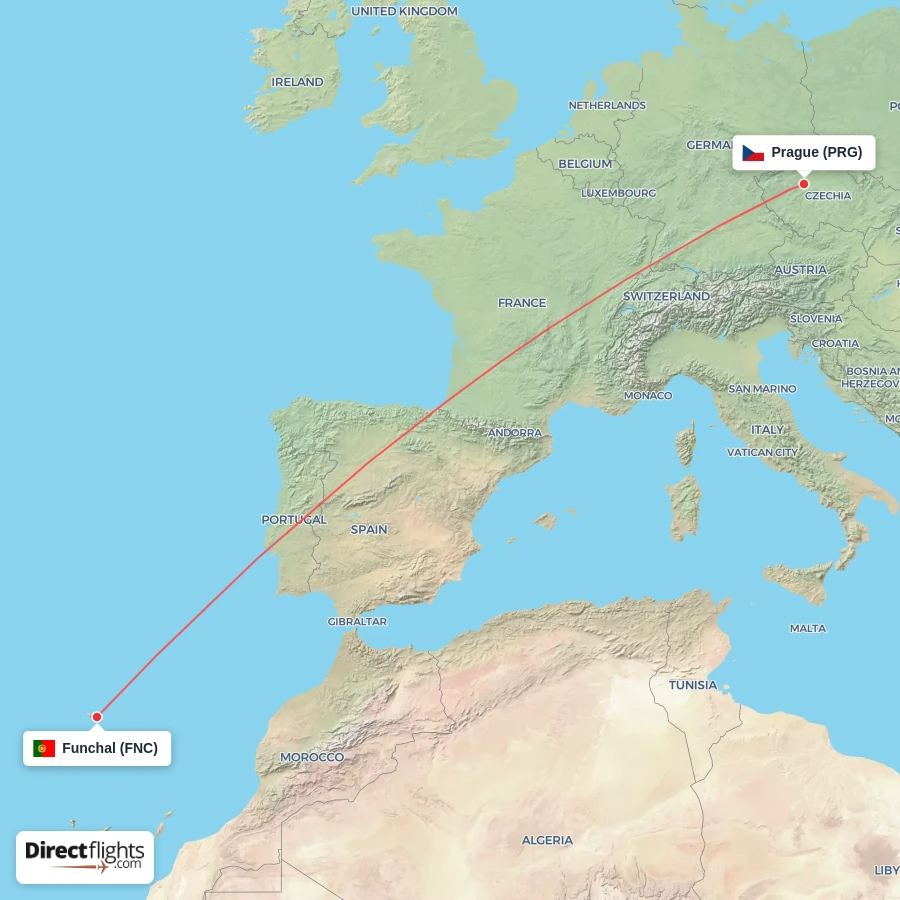 PRG - FNC route map