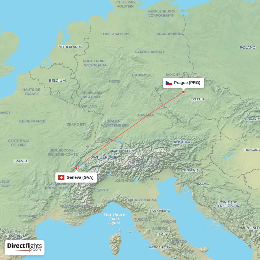 PRG - GVA route map
