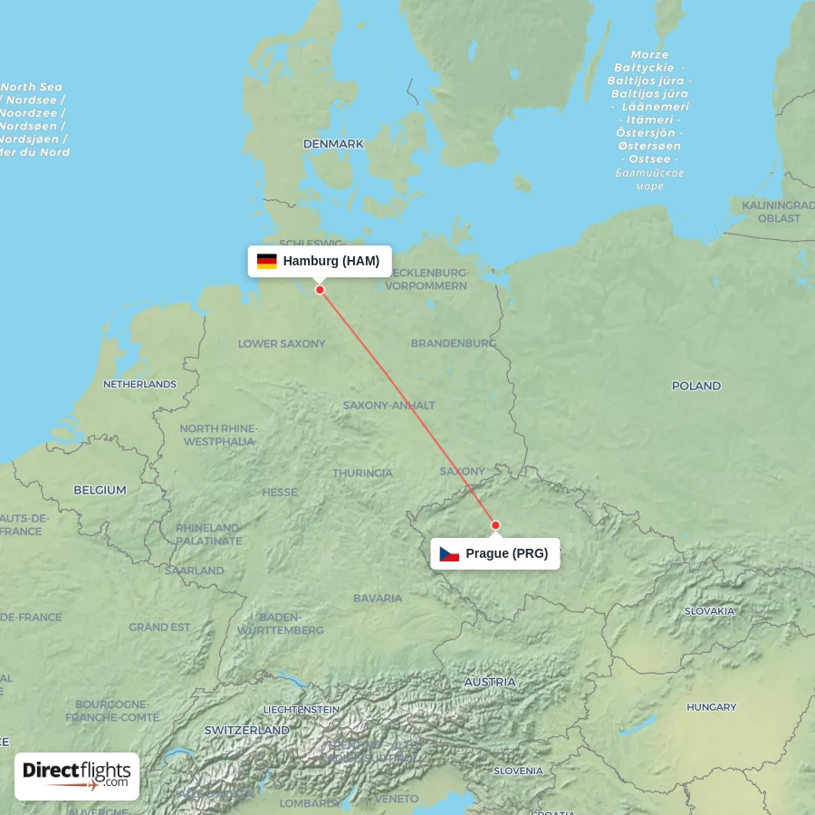 PRG - HAM route map