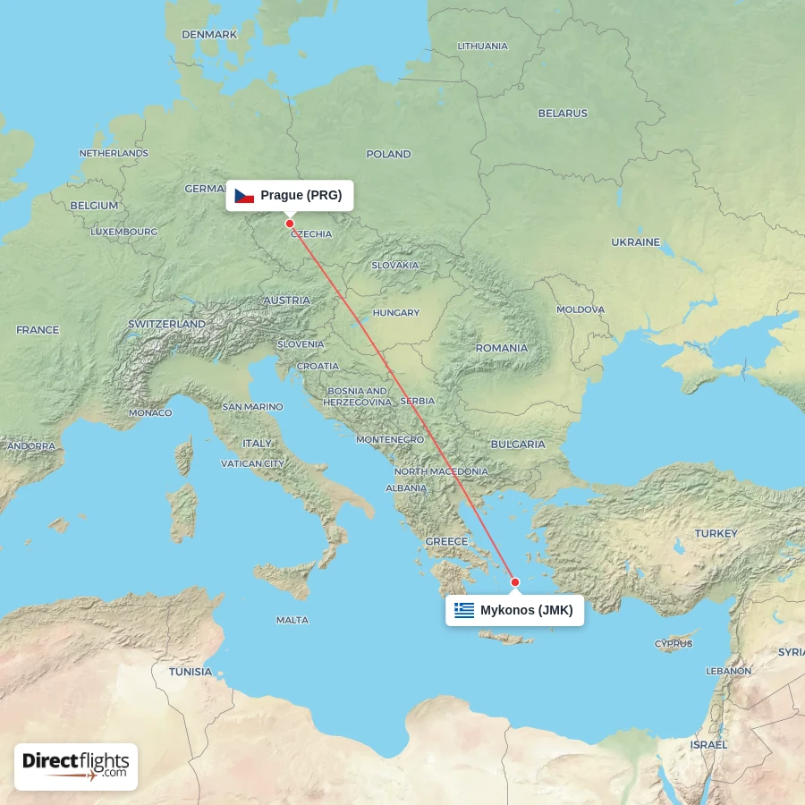 PRG - JMK route map