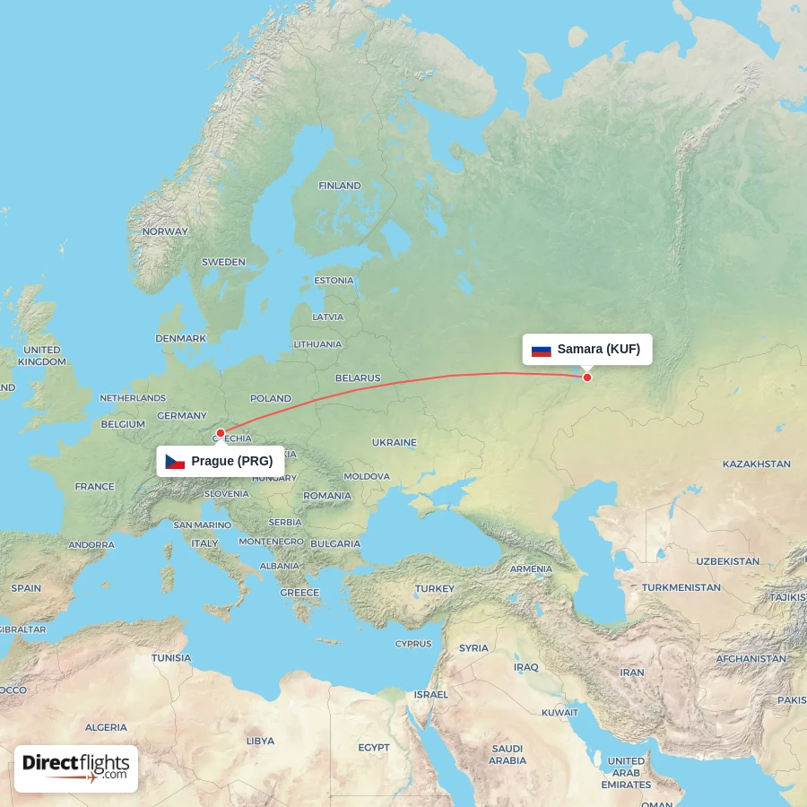 PRG - KUF route map