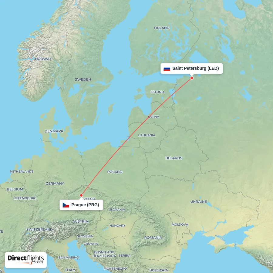 PRG - LED route map