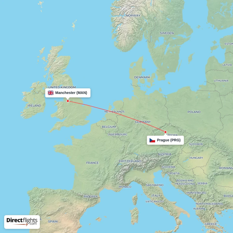 PRG - MAN route map