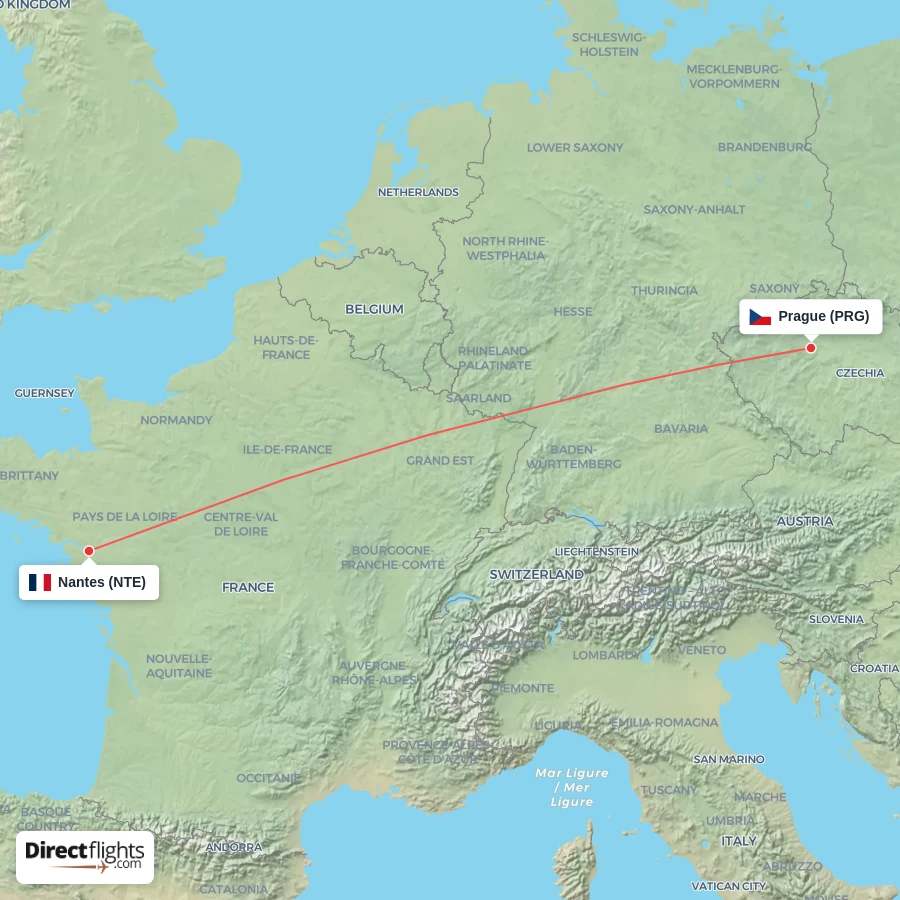 PRG - NTE route map