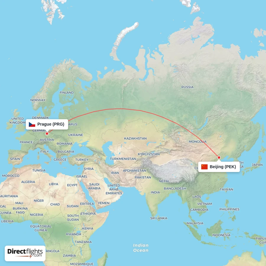 PRG - PEK route map