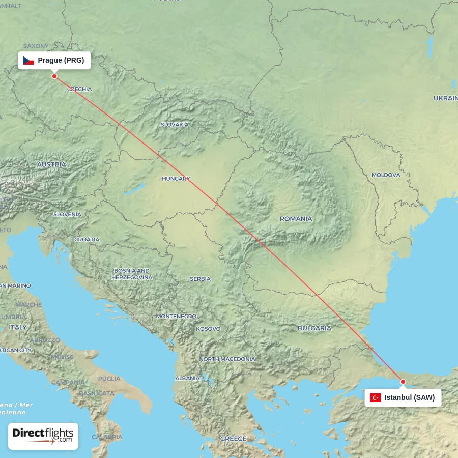 PRG - SAW route map