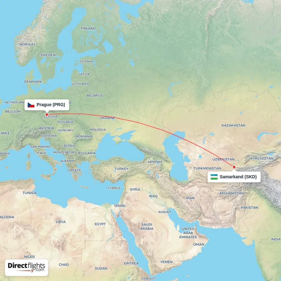 PRG - SKD route map