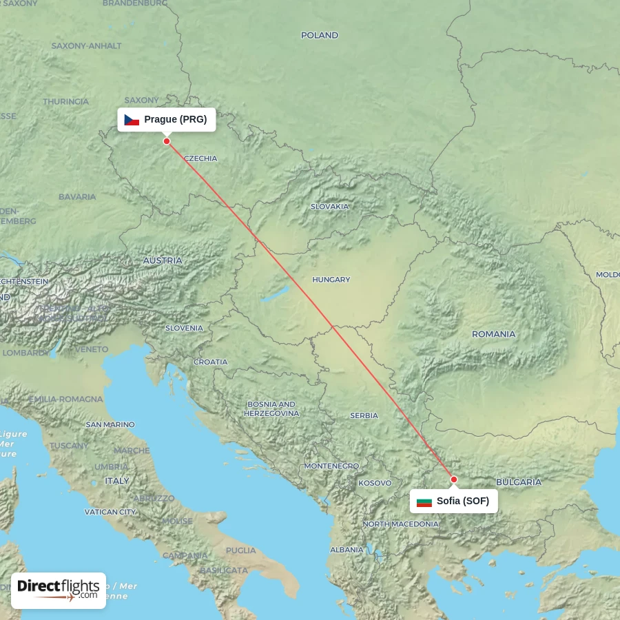 PRG - SOF route map