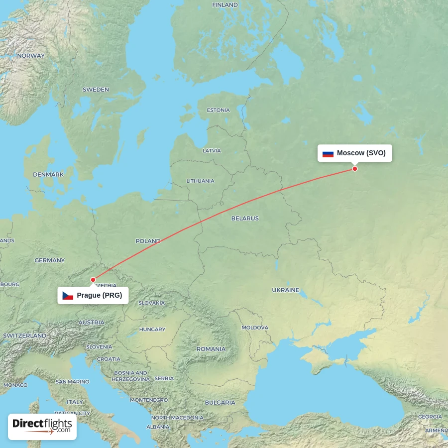 PRG - SVO route map