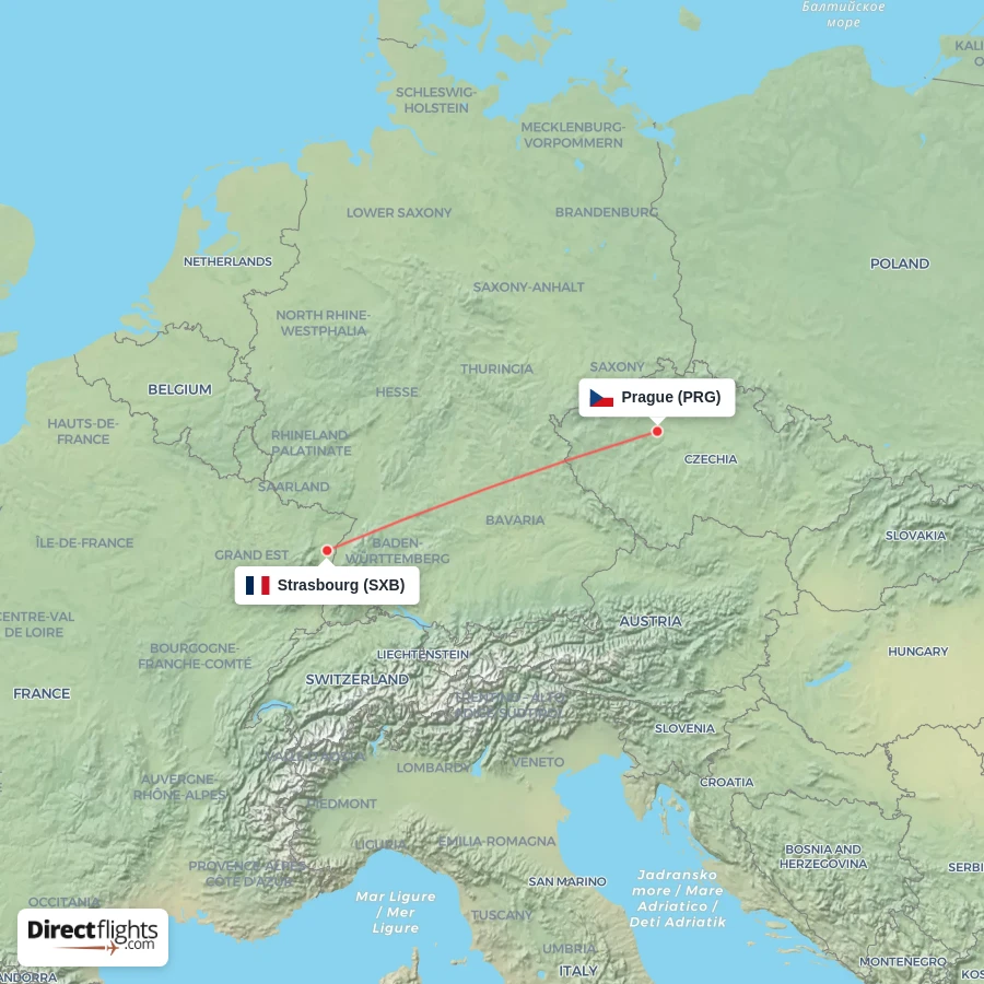 PRG - SXB route map