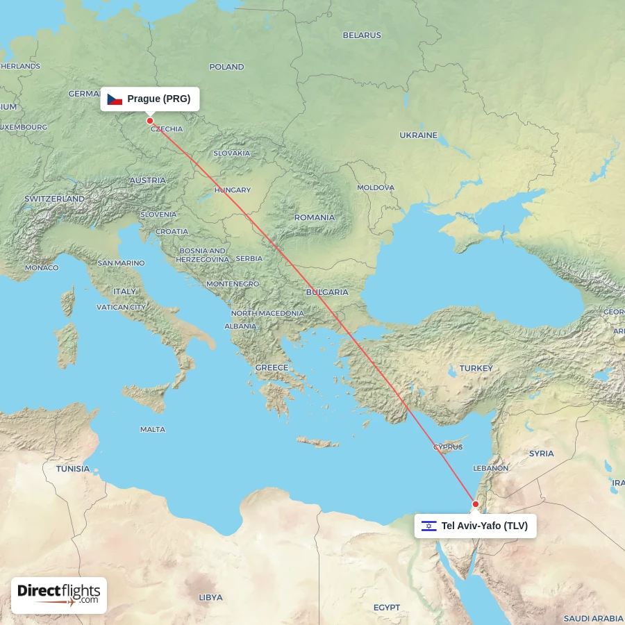 PRG - TLV route map