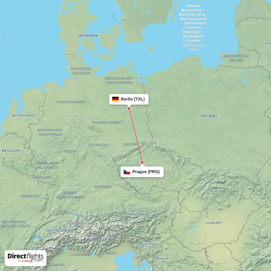 PRG - TXL route map