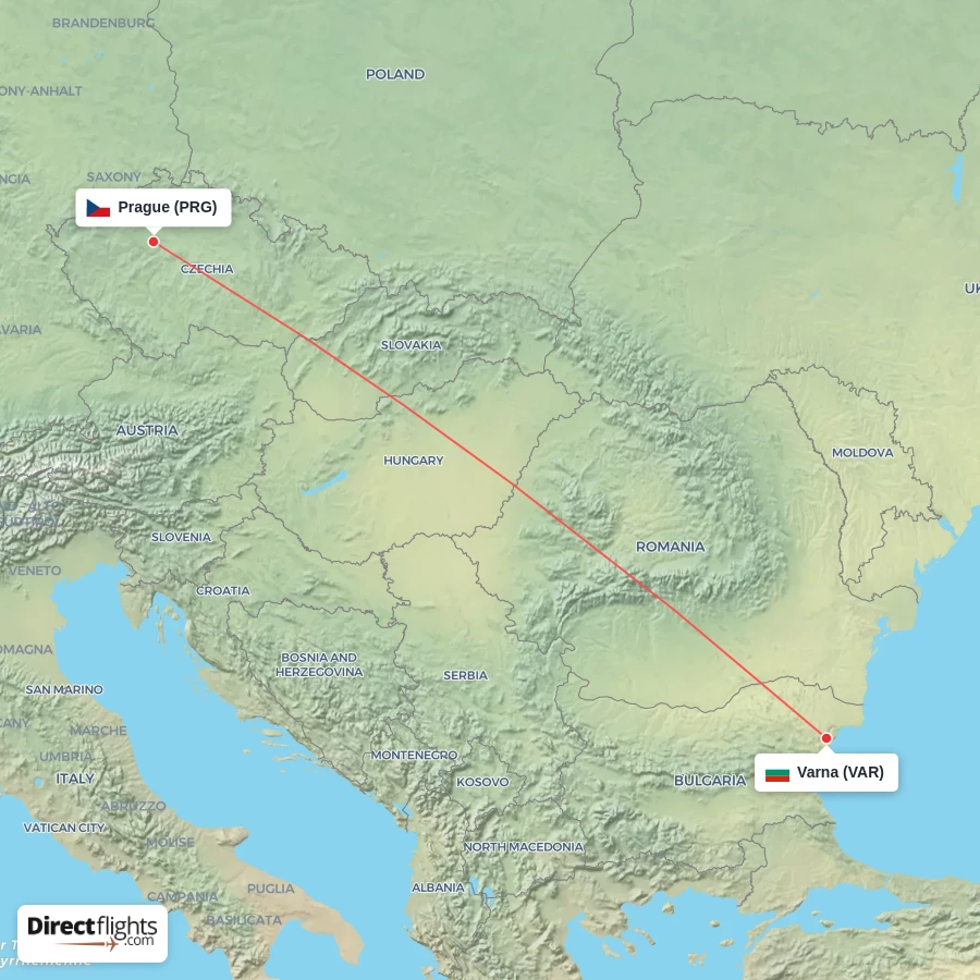 PRG - VAR route map