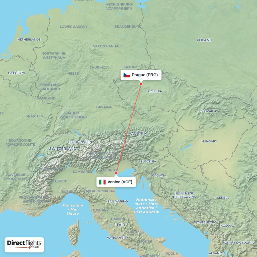 PRG - VCE route map