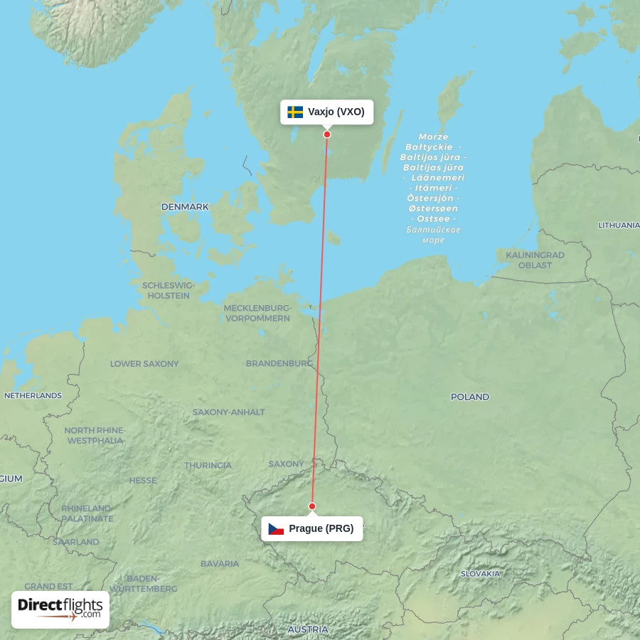 PRG - VXO route map