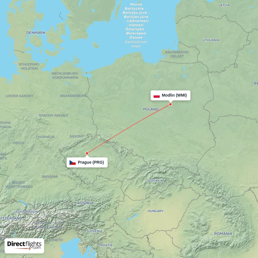 PRG - WMI route map