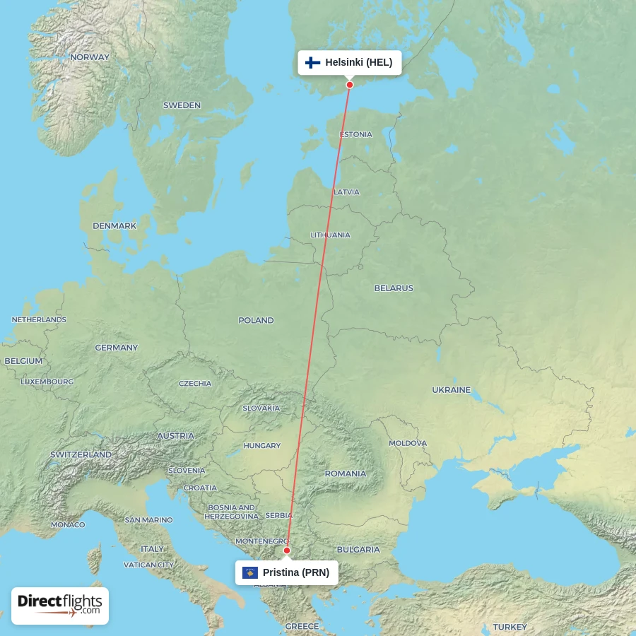 PRN - HEL route map