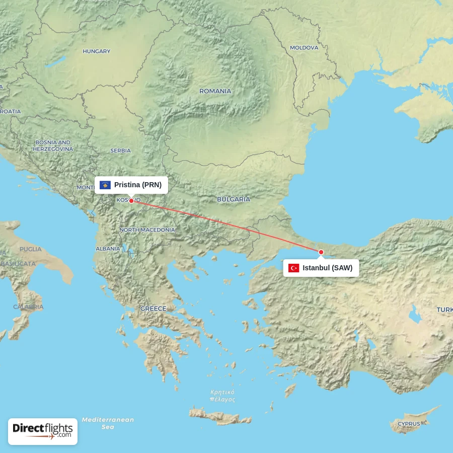 PRN - SAW route map