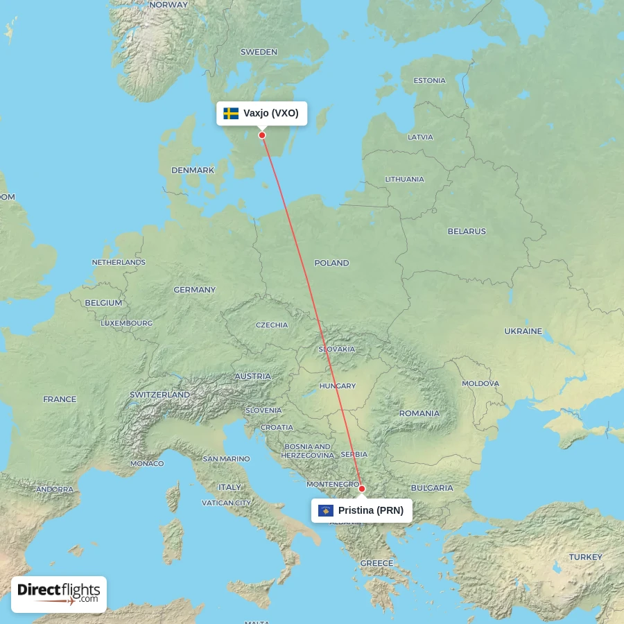 PRN - VXO route map